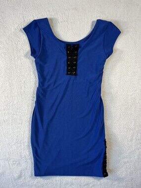 Hollyworld Dress Girl’s 14 Pencil Scoop Neck Cap Sleeve Lined Blue USA